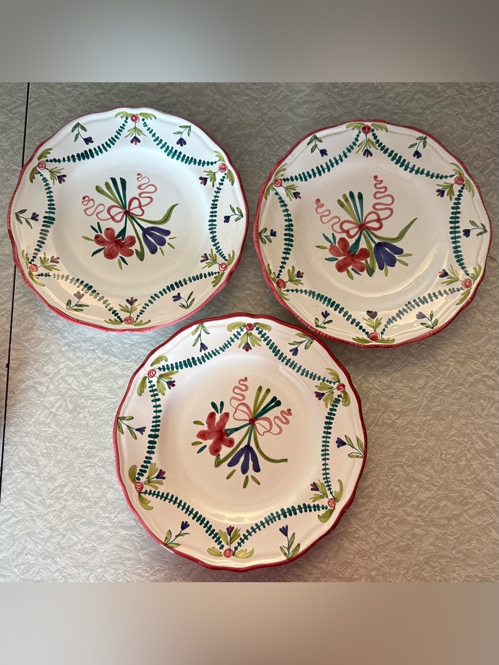 Vintage Le Jardin Hamd Painted Dinner Plates